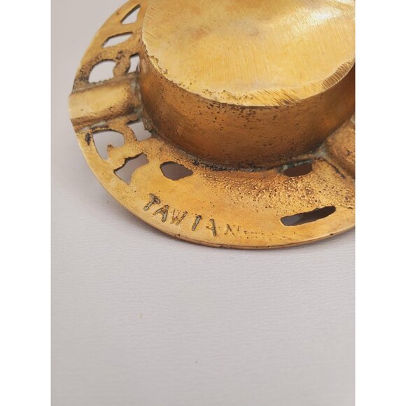 Vintage Solid Brass Ashtray Multi Floral Patterns 1970's Vintage Brass Ashtray - - Picture 10 of 10